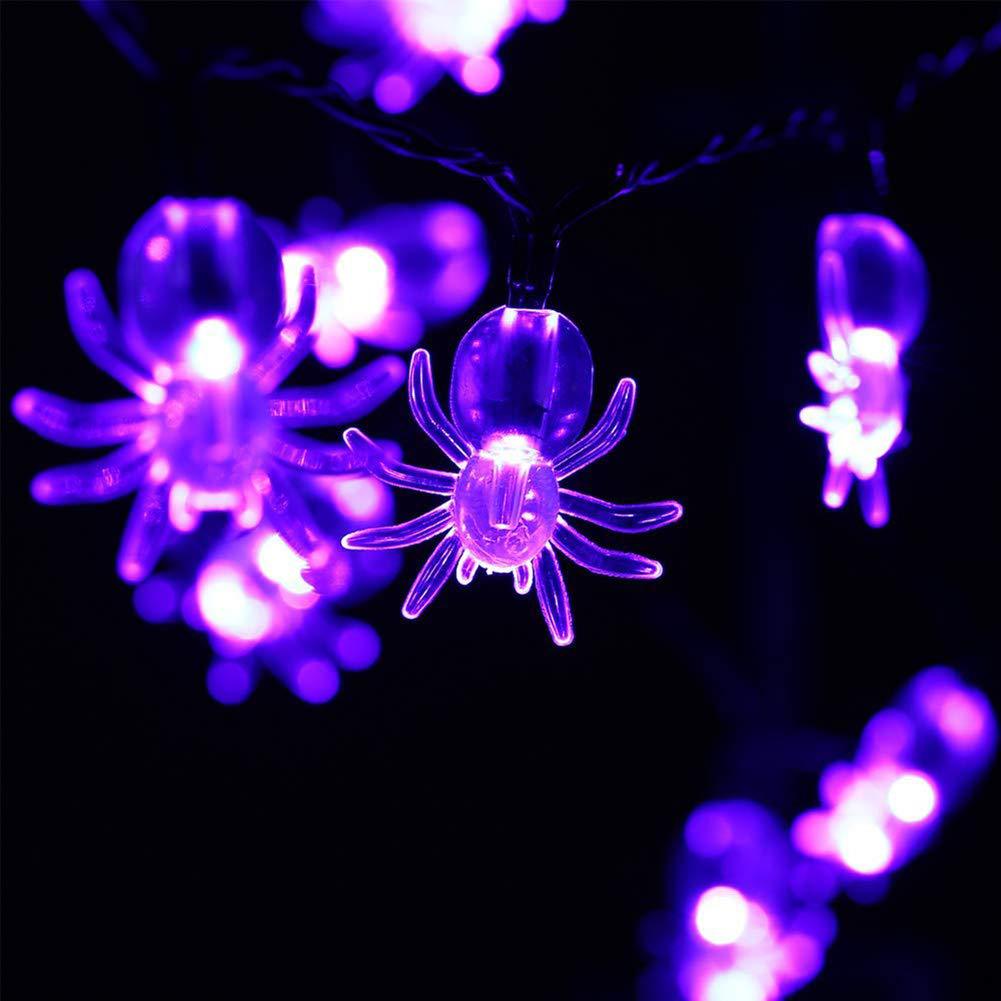 Guirlande lumineuse LED araignées Halloween violette