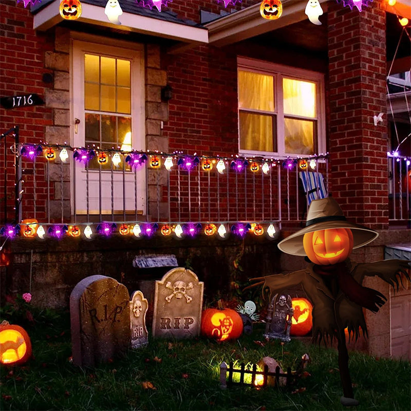 Guirlande lumineuse LED Halloween citrouille chauve-souris fantôme