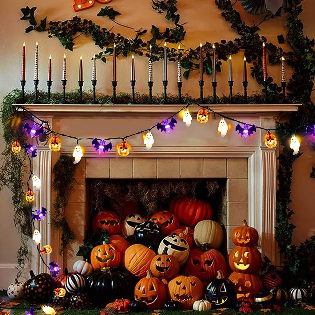 Guirlande lumineuse LED Halloween citrouille chauve-souris fantôme