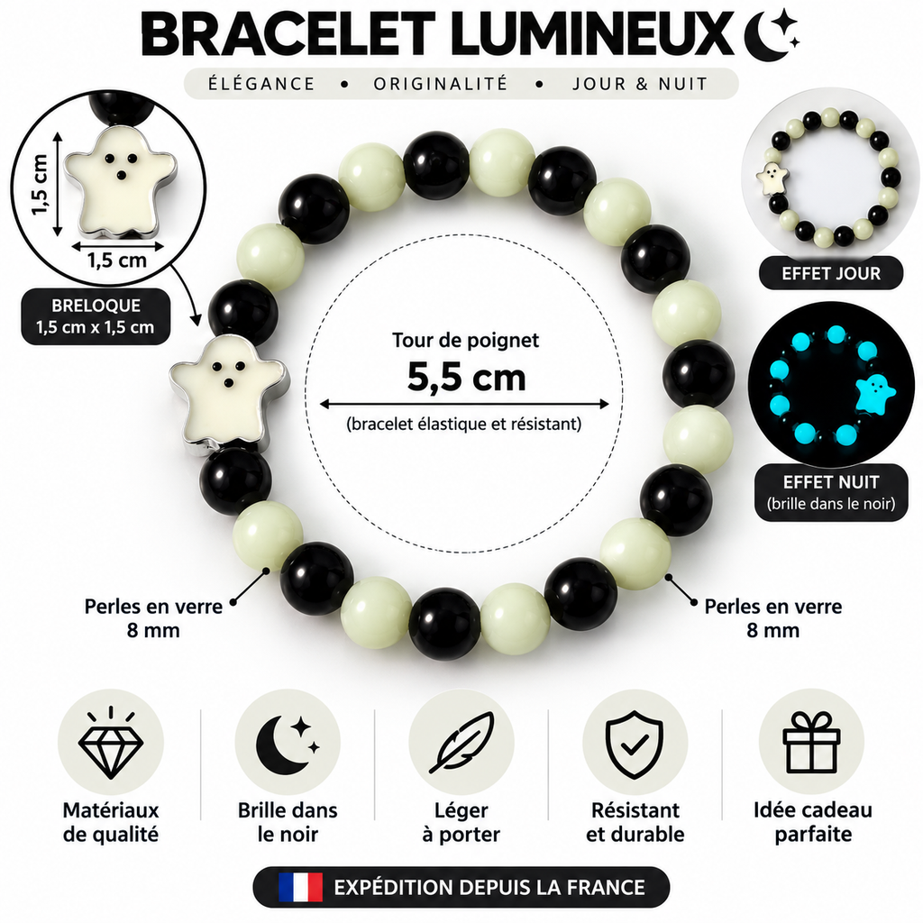 Bracelet lumineux LED Halloween Jour des Morts