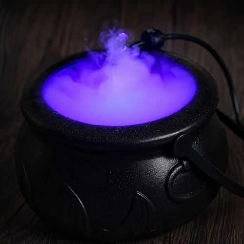 Chaudron de sorcière LED avec machine à fumée